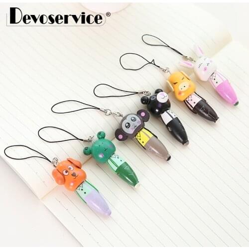 3Pcs/Pack Creative Cute Cartoon Animal Portable Ballpoint Pen Wooden Ball Pen Fine Point 0.5mm Black Ink Office School Supplies