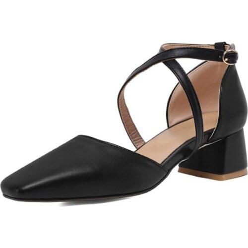 Sandalias Mujer 2021 Women Summer Shoes Leisure Sandals Thick Heels Summer Square Toe Medium Heel Bigest Size 30-50 FV-115