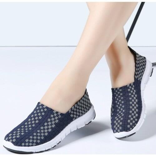 2020 Autumn Women Flats Shoes Women Flat Loafers Female Slip On Walking Shoes Woven Sneakers Shoes For Ladies Shoes