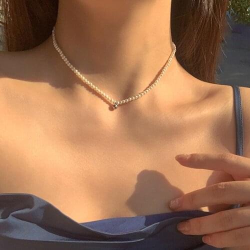 KISS WIFE 17KM Vintage Bead Pearl Choker Necklaces For Women Elegant Simple Pearl Pendant Necklace Wedding Fashion Jewelry 2021