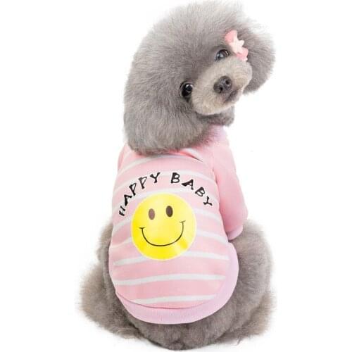 All Seasons 100% Cotton Striped Dog Clothing Dog Clothes Large Small Dog Costume Pet Clothes Cute Smiling Face Dog Vests