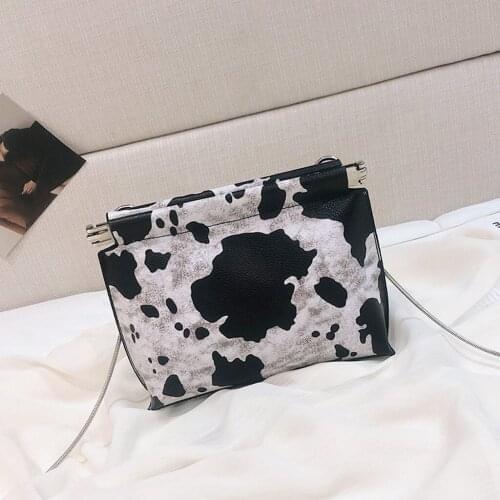 Cow Pattern Clip Women Handbags Designer Brand Lady Crossbody Bags Luxury PU Female Shoulder Messenger Bag Small Purses #25