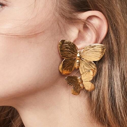 Gold Color Butterfly Earrings for Women pendientes mujer Bohemian Personality Drop Earrings bijoux femme Hanging Earrings