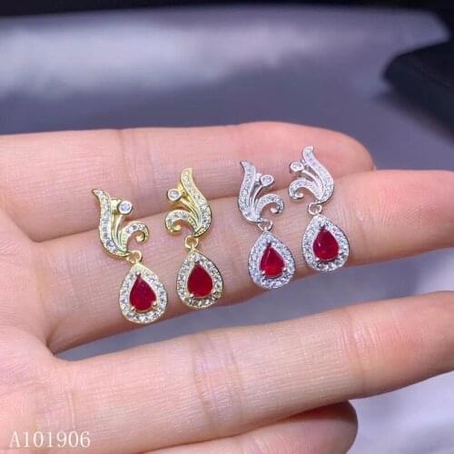 KJJEAXCMY Fine Jewelry 925 sterling silver inlaid natural ruby female earrings support review new luxury