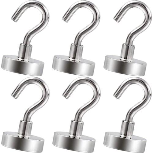 10- 30pcs Heavy Duty Stainless Steel Magnetic Hooks Reusable Home Kitchen Toilet Cup Key Coat Strong Magnet Hanger Wall Hook