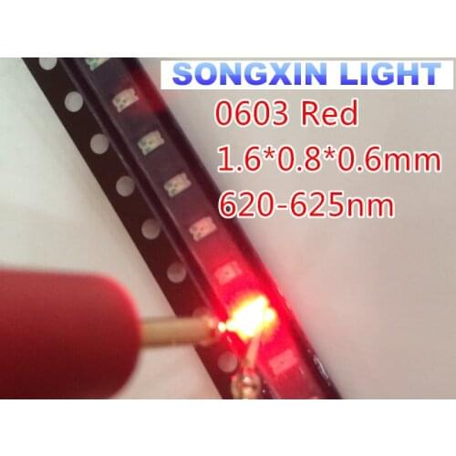 1000pcs/lot Small red lamp beads 0603 SMD LED 0603 RED Light-emitting diodes
