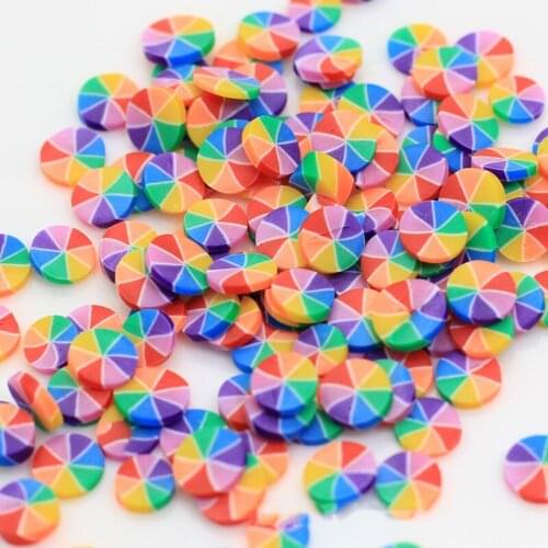 100g Kawaii Rainbow Candy Slice Polymer Clay Sprinkles Filler Material DIY Nail Art Decor Fake Food Play Crafts