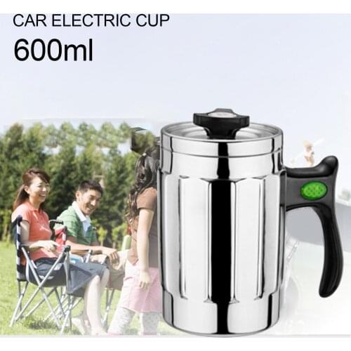 12V Car Kettle Boiling Water Cup Stainless Rice Cooker Electric Heating Mug