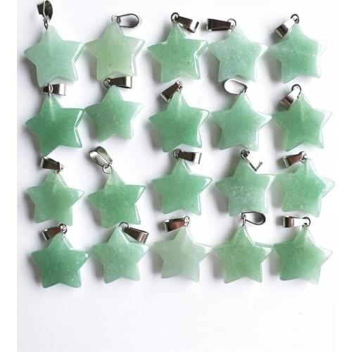 2020 Fashion top quality natural green aventurine five-pointed star charms pendants for jewelry making 50pcs/lot Wholesale free