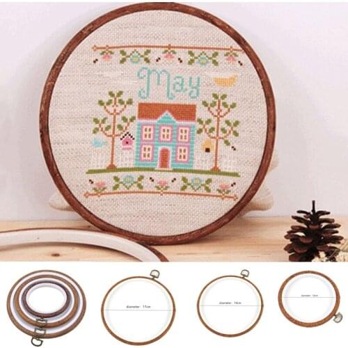 3pcs/set Wooden Embroidery Hoops Frame Set Cross Stitch Hoop Ring Imitated Circle Set Display DIY Needlecraft Sewing Tools