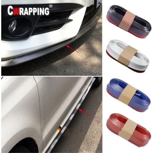 8.2ft/2.5m Car Universal Front Side Bumper Lip Carbon Fiber rubber strip shovel protection Chin Spoiler Skirt Safety Protector