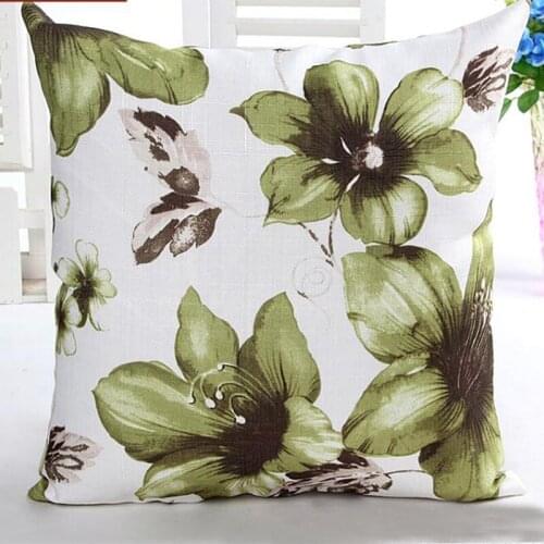 1Pc Flower Printed Linen Throw Pillow Cushion Cover 45*45cm Home Decoration Sofa Office Bed Seat Car Decor Pillowcase