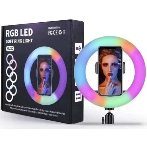 RGB Ring Light 8'' 20cm With Phone Clip Selfie Colorful Photography Lighting for TikTok Vlogging Short Video YouTube Live