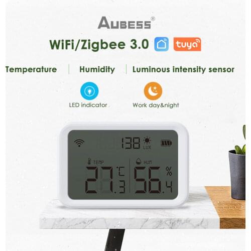 Tuya Smart Life Zigbee Temperature And Humidity Sensor LCD Luminous Intensity Sensor Detector APP Monitor Support Alexa Google