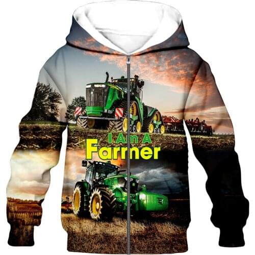 Worker Farmer Tractor instrument 3D print kid Children zipper coat Sweatshirt/Hooded/pants/family t shirts dropshipping