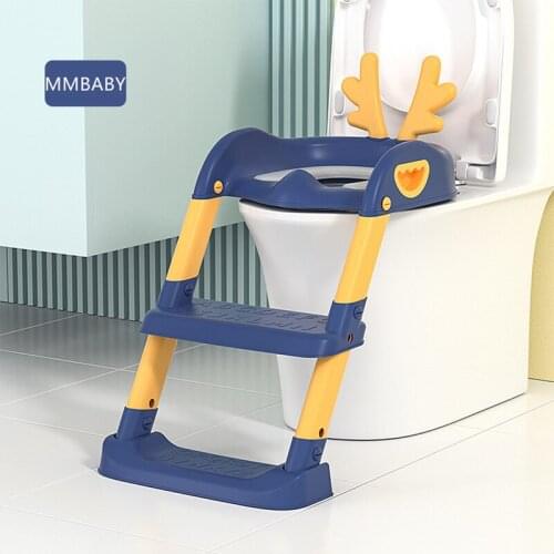 Childrens Toilet Stair-Style Boys Girls Baby Ladder Folding Pot With Cushion Kids Household Potty Urinal Adjustable Step Stool
