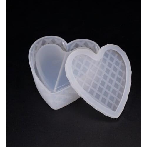 DIY Crystal Epoxy Resin Mold Pixel Love Storage Box Silicone Mold For Resin Heart-shaped Storage Box Mold