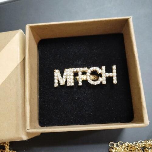 DOREMI 3A Zircon Custom Initial Rings with Love Friends Ring A-Z Alphabet Letter Rings with Letter for Love Gift Women Nail Ring