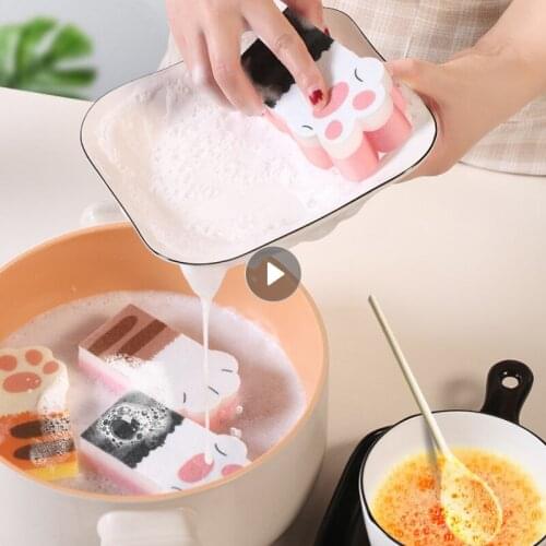 3pcs Cat Claw Sponge Eraser Kitchen Dust Wipes Home Clean Accessories Microfiber Dish Cleaning Toilet Brush Sponge Direct Sales