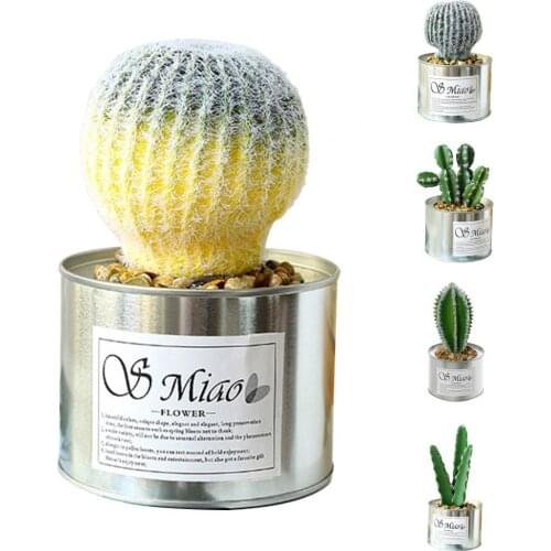Decorative Artificial Plant Bonsai Real-like Appearance Plastic Simulation Cactus Ball Plant Potted for Home