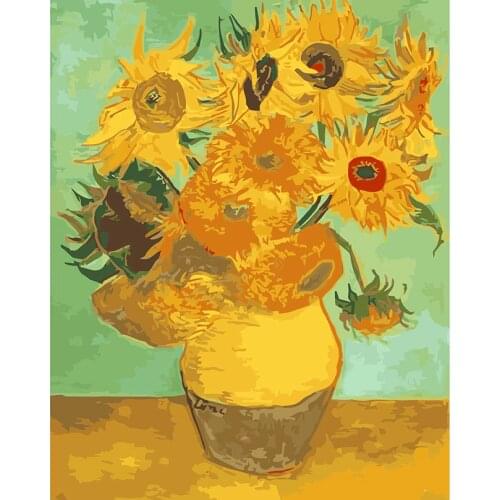 Famous abstract oil painting on canvas Vincent Van Gogh sunflower drawing by numbers hand painted picture by numbers RS-55