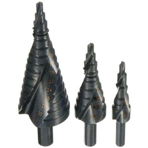4-32/4-20/4-12MM HSS Cobalt Step Drills Nitrogen High Speed Steel Spiral for Metal Cone Drill Bit Set Triangle Shank Hole Cutter