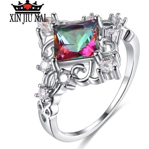 New Square Zircon Rings For Women Female 925 silver Finger Ring Women Jewelry Wedding Promise Ring For Ladies Gift