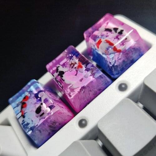 1 Piece Handmade Resin Keycap For MX Switch Mechanical Keyboard Keycaps Resin Koi Lucky Charm Key Cap SA OEM Cherry Profile Game