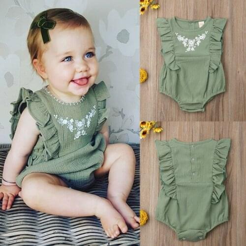 Summer Newborn Baby Girl Romper Jumpsuit Clothes Playsuit Bodysuit Casual plain Outfits Infantil costume Clothes 0-24M