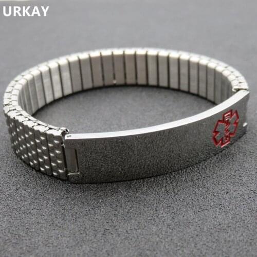 12mm Medical Alert ID Bracelets for Diabetic Stainless Steel ID Bracelet For Man Woman Fashion Gift DIY Logo Jewelry