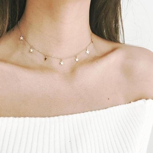 Fashion Women Star Choker Necklace Star Charm Choker Collar Pendant Chain Choker Necklaces for Women Jewelry Gift