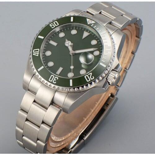 40MM Green Dial Sapphire Glass Ceramic Bezel Date Glass Case Back MIYOTA 8215 Automatic Mens Wristwatch
