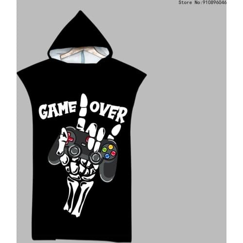 Music Gamepad Beach Towel Play Station Game Cape Hooded Bath Towel PonchoBathrobe Beachwear Kids Boys Bathroom Towels Quick Dry