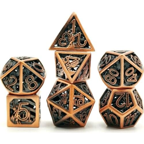 Newest upscale polyhedral metal dice Statue of Liberty hollow DND dice set 7pcs/Set dobbelstenen d4-d20 dobbelsteen dados rpg