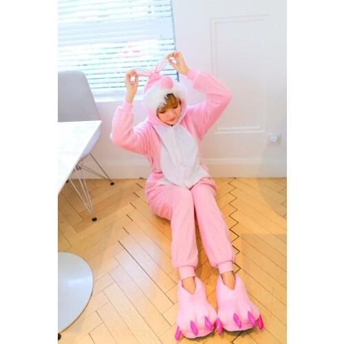 2018 New Zodiac Rabbit Cartoon Siamese Animal Winter fFlannel Cute Couple Costume Cosplay