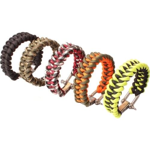 New ParaCord Survival Bracelet Weave Handmade 7-Stand Stainless Steel Shackle Buckle Outdoor Camping Survival Kits Free Shipping