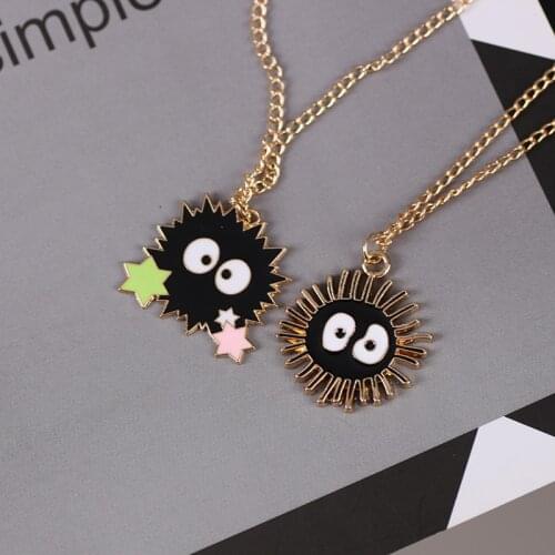 Necklace Women Student Korean Harajuku Of Black Briquettes Pendant Elf Couple Choker Clavicle Chain Jewellery Trendy Jewelry