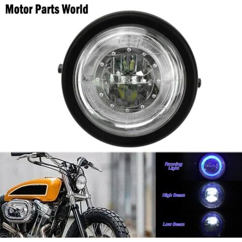 Motorcycle Front Grill Blue Halo Lamp 6.5'' Headlight For Harley Sportster XL Breakout FXSB Dyna FXDF FXDL FXDB Softail Custom