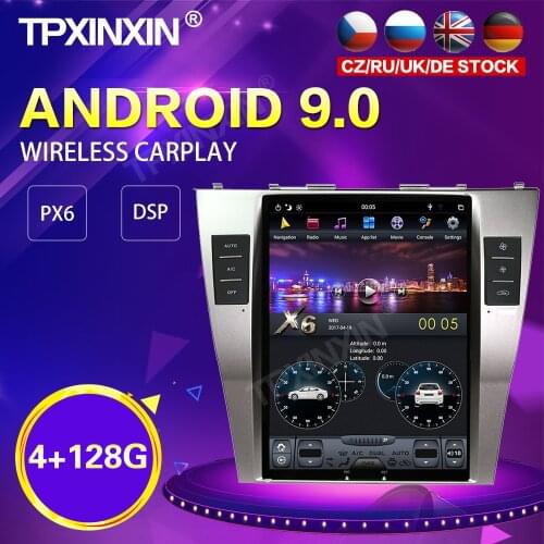 PX6 IPS Android 9.0 4+128G Tesla Style Car Radio For Toyota Camry 2007-2011 GPS Navigation Stereo Recoder Head Unit DSP Carplay