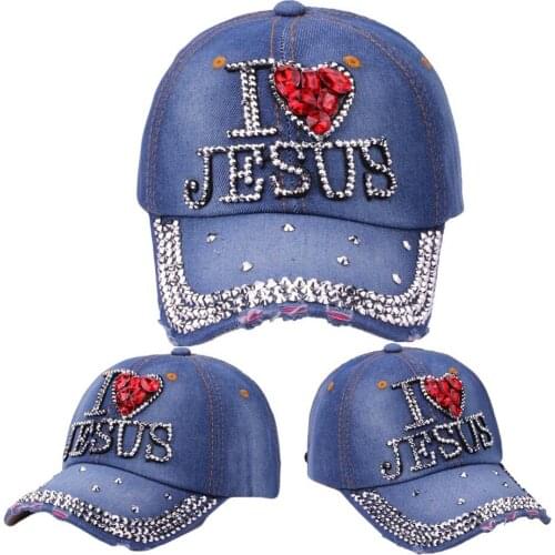 Unisex Adjustable Casual Caps Bling Letter Rhinestone Denim Baseball Cap High Street Fashion Hat Casquette De Baseball #P2