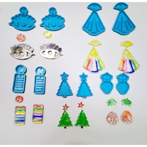 T8DE Christmas Halloween Earrings Epoxy Resin Mold Eardrop Dangler Silicone Mould DIY Crafts Jewelry Pendant Casting Tools