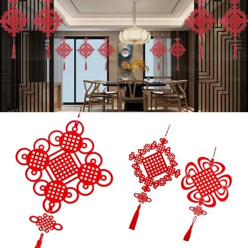 Lucky Felt Cloth 3D Hanging Red Chinese Knot Spring Festival Pendant Decoration