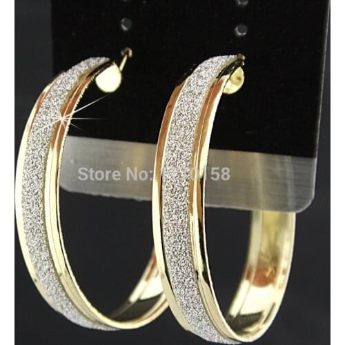 Hot Selling 2021 Rushed New Arrival Circle Earring Women Fashion Frosted Large Gold Plated Hoop Earrings Wholesale Jewelry 40MM