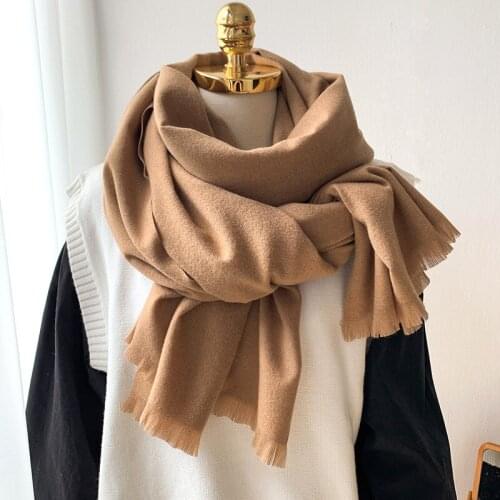 2021Fashion lady winter scarf solid thick women cashmere scarves neck head warm hijabs pashmina lady shawls and wraps bandana