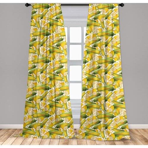 Corn Curtains Vegetable Organic Food Realistic Yellow Corn Stalks Agriculture Window Drapes for Living Room Bedroom