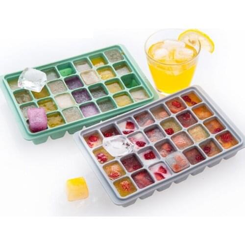 28-Grids Ice Cube Tray Freezer Mould Ice Cubes Silicone Mold with Spill-Proof Lids for Whiskey Cocktails