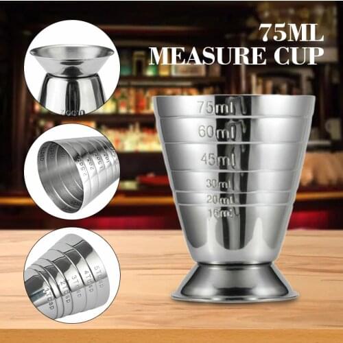 75ml Jigger Drink Measure Cup Universal Stainless Steel Measuring Cup Tool Jigger Cocktail Wine Measure Cup