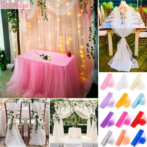 Staraise 48cmx10m Mariage Crystal Yarn Tulle Roll Sheer Fabric Birthday Event Party Supplies for Wedding Decoration