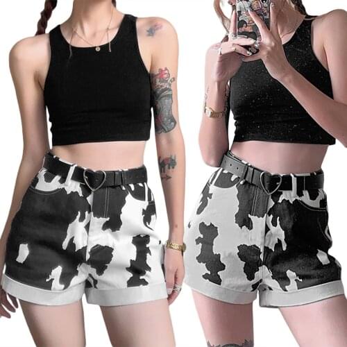 2021 New Women Summer Casual Jeans, Adults Color Block Low-rise Shorts with Pocket Fashino All-match, Belt Loop