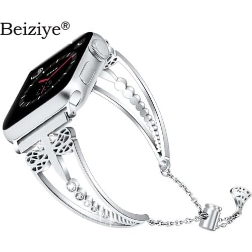 Fashion Women Diamond Bracelet for Apple Watch Band 4 5 40mm 44mm 38mm 42mm Stainless Steel Dragonfly Band for iWatch Series 3 2